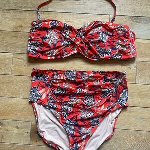 Garnet Hill Floral Red Bikini Set
